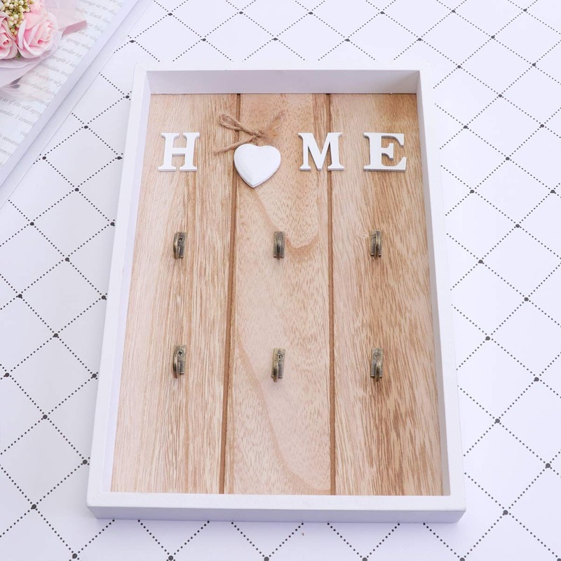LIOOBO Wooden Key Holder, Key Rack, Key Hooks Wall Mounted,