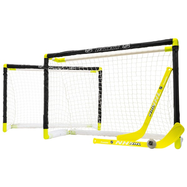 Franklin Sports Knee Hockey Goal Set - Mini Hockey Goals - 2 Goals - Pro Style Top Shelf - Kids Hockey Set - NHL, White