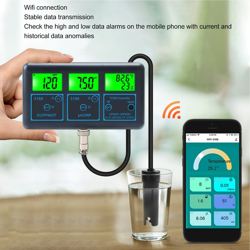 7 in 1 Water Quality Monitor Wifi for Tuya PH