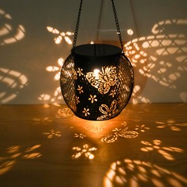 Tom-shine 2 x Outdoor Solar Lanterns, Iron Solar Lantern, Waterproof Hanging Lantern IP65, Warm White Solar Lantern for Outdoor, Suitable for Garden Decoration (2 x Small)