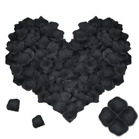 SUSNUAN 1000 Pieces Black Rose Petals, Artificial Silk Rose Petals for Bedroom, Emulation Rose Flowers Petals for Wedding, Anniversary, Valentine's Day, Birthday Party, Romantic Decorations (Black)