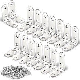Corner Brace Bracket, 16 Pcs Stainless Steel L Right Angle Bracket, 90 Degree Corner Bracket for Wood Shelf, Cabinet, Chair, Table (Silver, 40 * 40MM)
