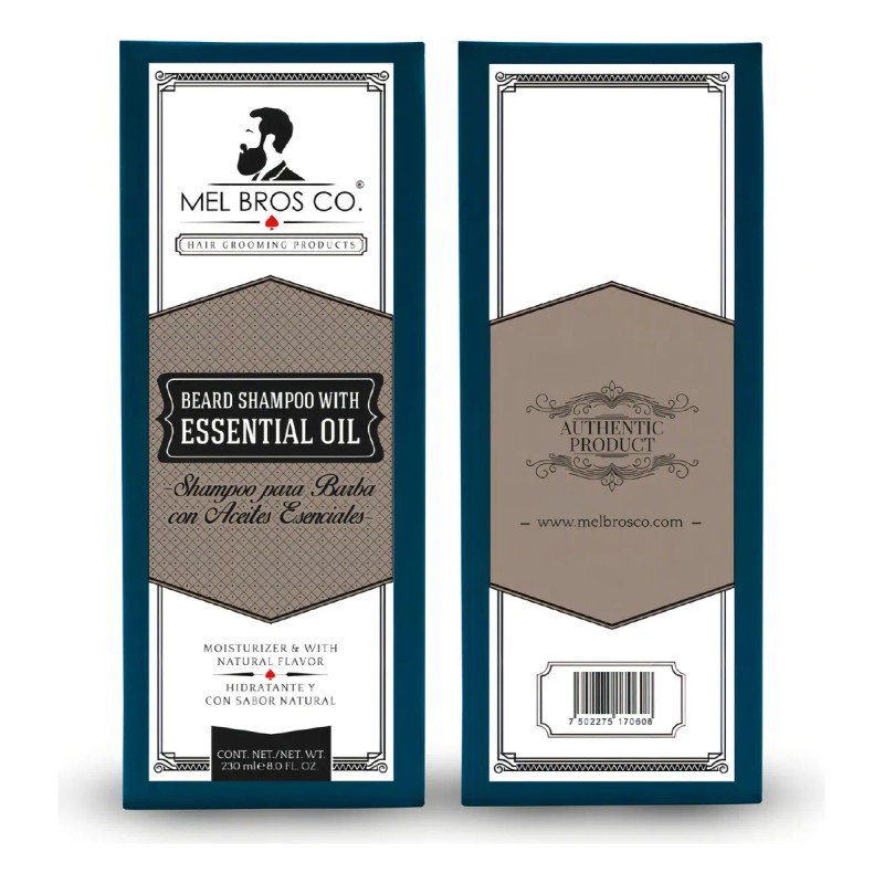 Shampoo Barba Mel Bros Co. Aceites Esenciales Hidrata 230 Ml