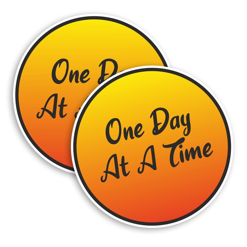 2 x 10cm One Day at A Time Vinyl Stickers
