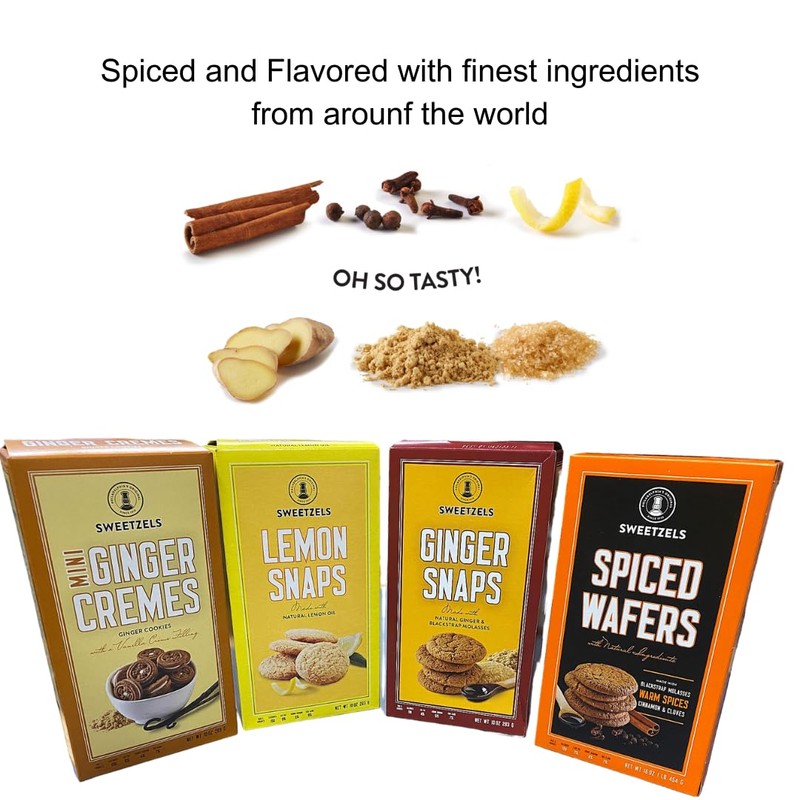 Sweetzels Ginger Snaps Cookies, made with Natural Ginger and Blackstrap