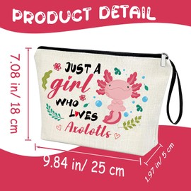 Easter Gift Axolotl Gifts Women Axolotls Makeup Bag Axolotls Birthday Decorations Axolotl Stuff Christmas Gifts for Axolotl Lover Friends Daughter Sister Bestie Nieces Cosmetic Bag Zipper Organize