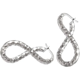 Citerna Women's 9ct White Gold Diamond Cut Oval Twist Hoop Earrings