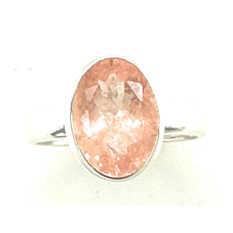 Natural Pink Morganite 925 Solid Sterling Silver Engagement Ring Size