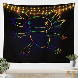 Feelyou Cute Axolotl Tapestry Cartoon Salamander Tapestry Wall Hanging for Kids Boys Girls Black Axolotl Wall Tapestry Ocean Sealife Wall Art for Bedroom Living Room,Small 51x59 Inches