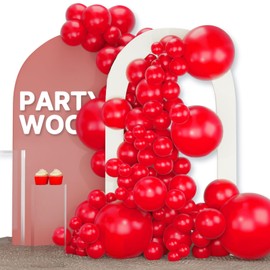 PartyWoo Red Balloons 120 pcs Different Sizes of 18 12 10 5 Inch Matte Red Latex Balloon Arch Kit Garland for Valentine's Day Graduation Memorial Day Christmas Birthday Party Decorations Red-Y57