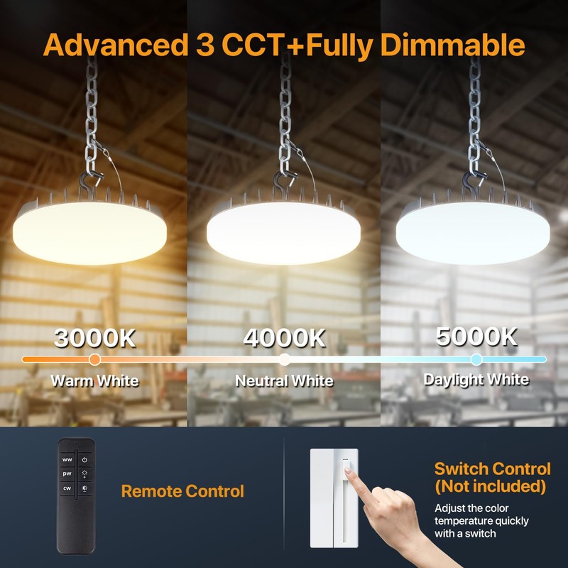 DEMILARE LED Shop Lights 150W - 18000LM UFO LED High