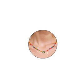 Miss Chipmunk Soccer Colorful Initial Beaded Necklaces for Women,14K Gold Plated Sport Accessories Letter Necklace Trendy Jewelry Gifts Birthday(Letter I)