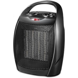 Kismile Small Electric Space Heater Ceramic Space Heater,Portable Heater Fan for Office with Adjustable Thermostat and Overheat Protection ETL Listed for Kitchen, 750W/1500W(Black)