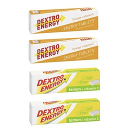Dextro Energy Tablets Multipack – 4 x 47g (2 x Orange & 2 x Lemon) – Fast Acting Glucose Tablets for Quick Energy Boost
