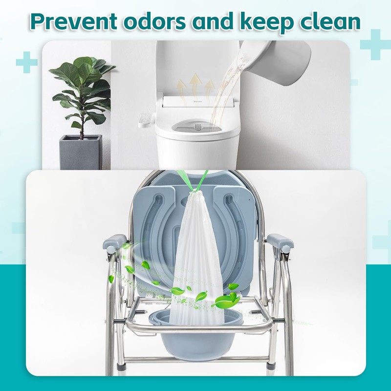 60 Pack Commode Liners with 60 Super Absorbent Pads, Disposable