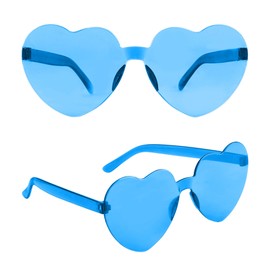 QEYMN Heart Sunglasses, Blue Heart Sunglasses, 2 Pack Heart Sunglasses for Women Men, Oversized Heart Shaped Sunglasses, Women Sunglasses Girls Sunglasses Boys Sunglasses for Birthday Party Favor