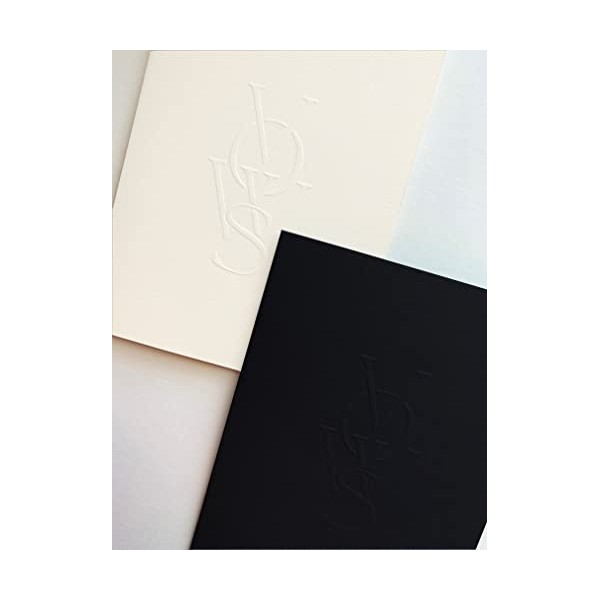 Vow Books 4.25 x 5. inch - Deluxe Vow Books for Wedding - 1 Charcoal, 1 Vellum Vow Books His and Hers - Embossed Sole Paper Co Vow Books - Keepsake Vow Book Set - Black/ Light Cream