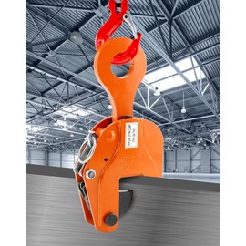 QWORK 2-Ton Heavy Duty Vertical Plate Lifting Clamp, 4400 lbs Capacity, Sheet Metal Lifting Clamp for Welding and Building, Orange Steel Plate Lifting Clamps