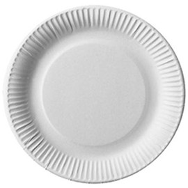 100 Plates Cardboard Pure Round 15 cm White