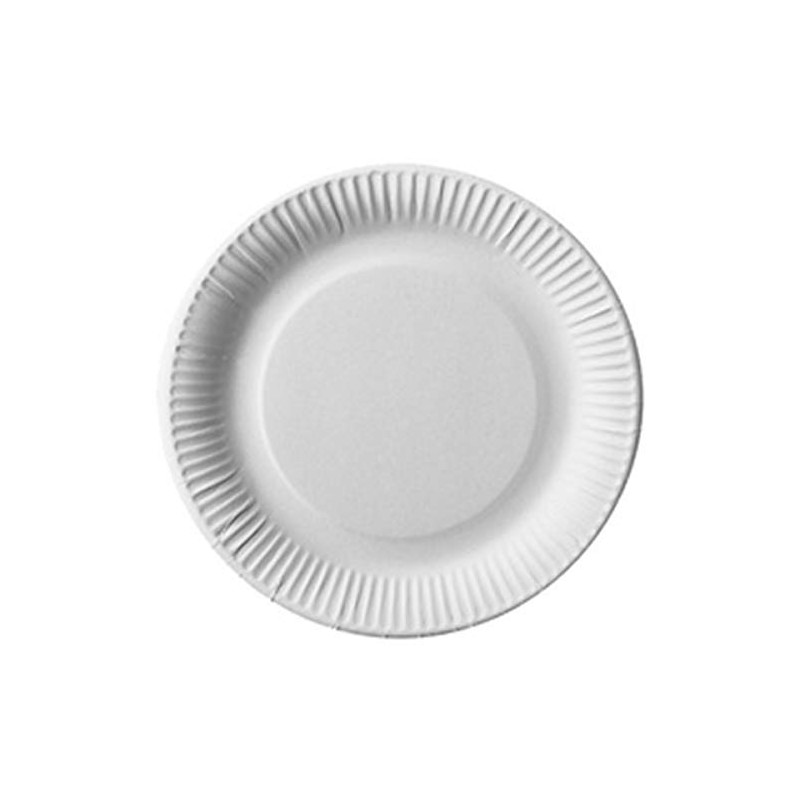 100 Plates Cardboard Pure Round 15 cm White