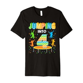 Jumping Into 4 4th Birthday Trampoline 4 Years Old Premium T-Shirt