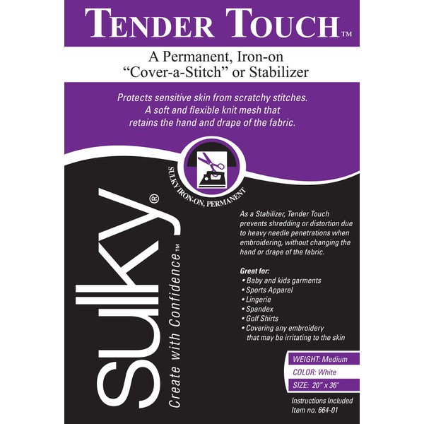 Sulky Of America Cut Away Tender Touch Iron-On Backing White, 20" by 36", Plum Dandy (664-01)