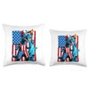 Patriotic T-Rex and Statue Fireworks, 4th July Freedom Throw Pillow