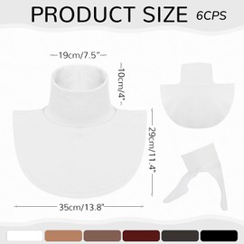 6 PCS Women Fake Collar Detachable Dickey Collar Solid Turtleneck Mock Turtleneck Dickey Half Blouse for Girls Women