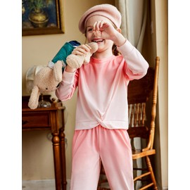 Arshiner 2 Piece Girls Tie Dye Clothes Set Cute Twist Front Tops Jogger Sweatpants Tracksuit Sweatsuits Outfits 10-11 Years