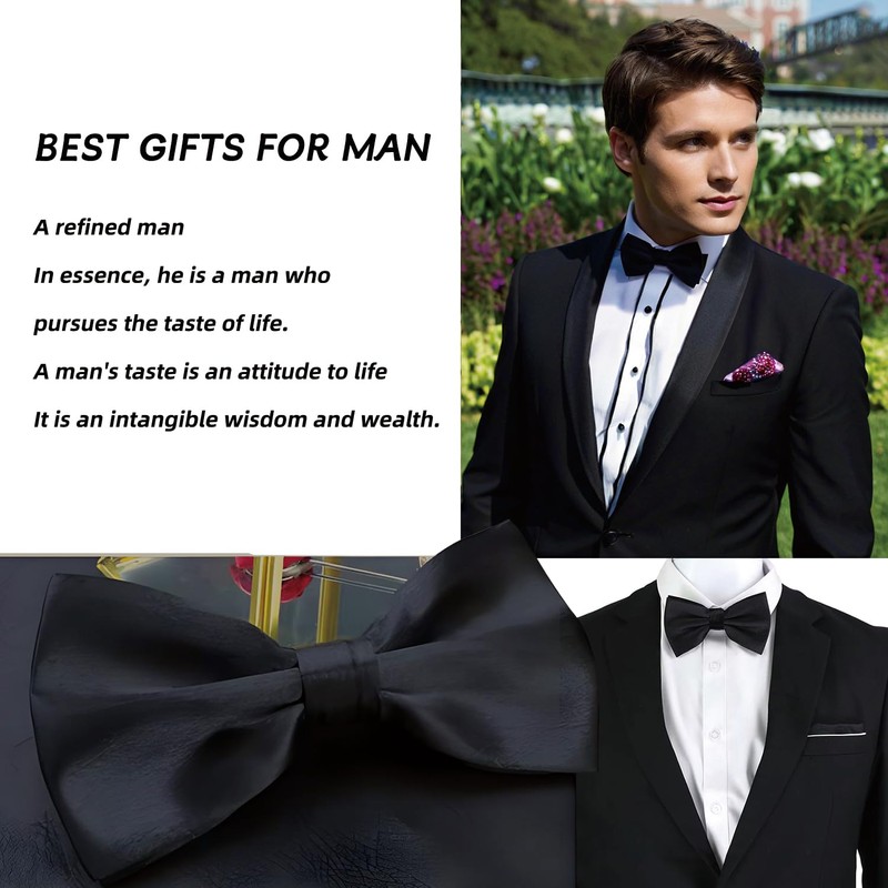 Guokoo Bow Ties for Men Solid Color Bow Tie Pre-Tied