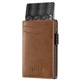 VULKIT Men's Slim Wallet Pop Up Card Holder RFID Blocking Metal Wallet Minimalist Design Holds Up to 11 Cards