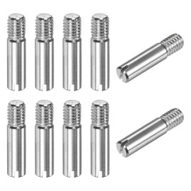 M METERXITY 10-Pack M6 x 25mm Slotted Cylindrical Pin Dowel, 304 Stainless Steel External Thread Locating Dowel Parallel Pins for Metal Devices/Wooden Projects [Silver Tone]