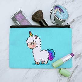Cute Kawaii Rainbow Llama Unicorn Makeup Cosmetic Bag Organizer Pouch
