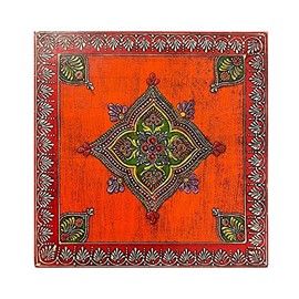 Table Display Stand Pedestal Home Décor Floral Traditional Pooja Chowki Hand Painted Teak Wood