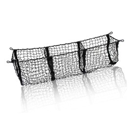Zone Tech Three Pocket Mesh Trunk Cargo Net Storage Organizer– Premium Quality Black Heavy Duty Rear Compartment Netting for Car, Van, SUV Pickup
