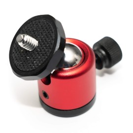 Mini Ball Head Full Metal Aluminium Tripod Head 360° Ball Joint 1/4 Inch Ball Head Metal 1/4 Inch Thread (Red)