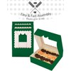 qiqee Green Pastry Box With Window 8x8x2.5 inch Donut Pie