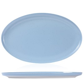 Webbylee ‌16" Melamine Oval Platter - Lightweight Durable Serving Tray for Party, Catering & Home | Dishwasher Safe, Fits Turkey/Charcuterie-Blue & Beige