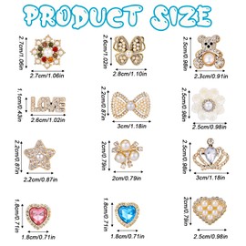 24pcs Sock Charms Pins, 12 Styles Safety Pins Rhinestones and Pearls Brooch Pins Bling Junk Sock Jewelry Charms for Clothes Hats Shoes Scarf Shawl Sambas