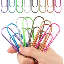 8 clips de papel grandes, clips de papel de 100 mm de metal jumbo multicolor en 8 colores con acabado perlado, clip colorido gigante para oficina, escuela, organización de archivos, libros y