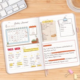 Lonely Oak Notizbuch A5 Liniert Hardcover, 120g/m²Dickes Premium Säurefreies Papier, 160 Seiten Journal mit Gummiband & Innentasche, 14,5 x 21,3 cm (Rosa)