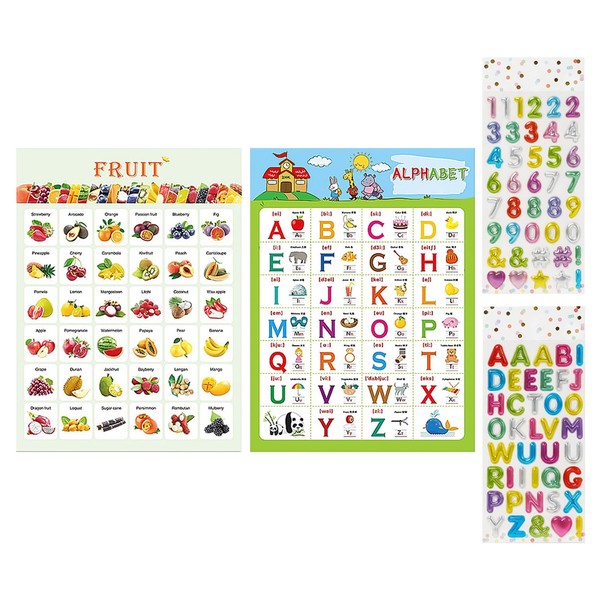 ZBHDEYG 2 Alphanumeric Tables, 2 Alphanumeric Stickers, Alphanumeric Poster Tables
