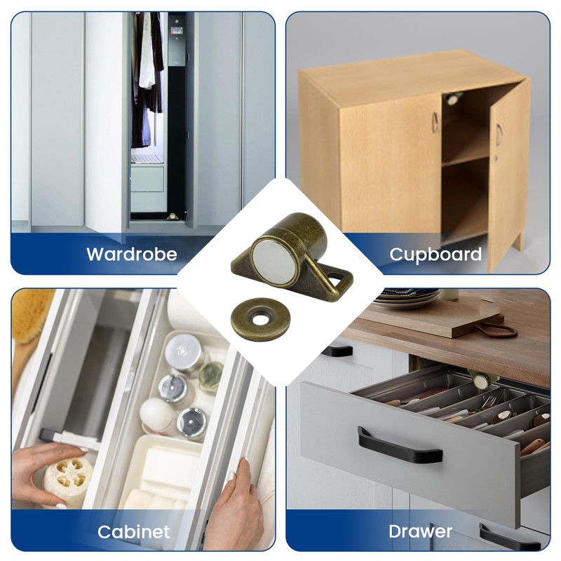 ZIUZI 5 Pack Magnetic Cabinet Door Catch with Magnets, Cabinet