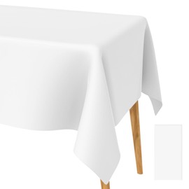 White Tablecloths, Pack of 2, 137 x 274 cm, Party Tablecloths Made of Plastic, Rectangular Tablecloths, for Picnics, Birthdays, Weddings, Buffet Decorations