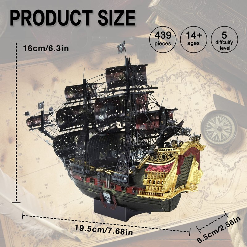 Piececool 3D Metal Puzzles for Adults, The Queen Anne's Revenge