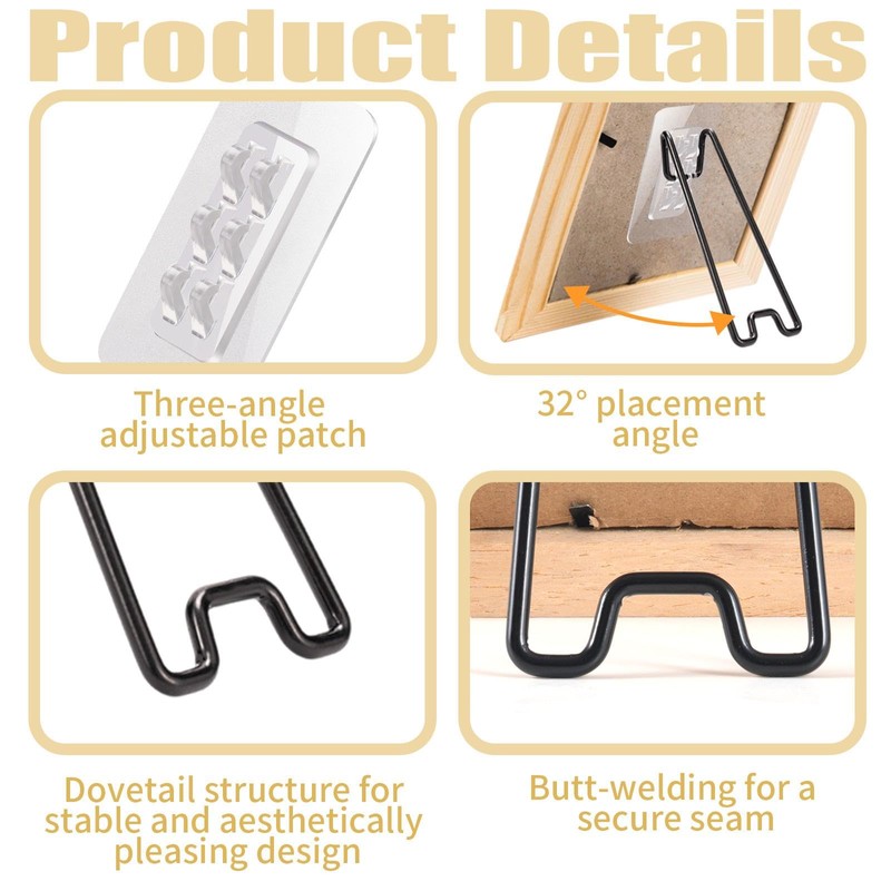 FCKLVMC 6 Pcs 3 Size Adjustable Picture Frame Stand, Stainless
