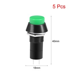 uxcell 5Pcs,12mm Green Momentary Push Button Switch Round Flat Button PBS-11 SPST NO