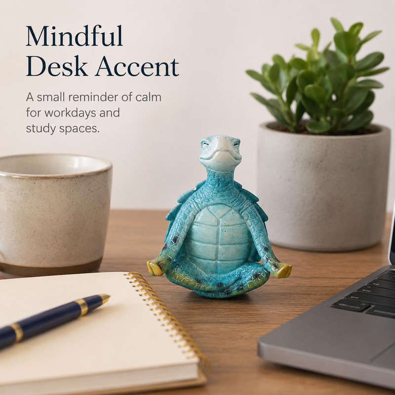Meditating Sea Turtle Statue,Resin Yoga Turtle Figurine for Zen Ocean
