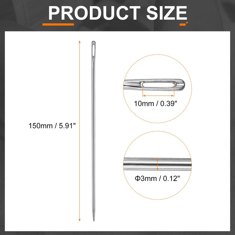 sourcing map 4pcs Upholstery Needles 3mm Diameter 150mm (5.91") Extra