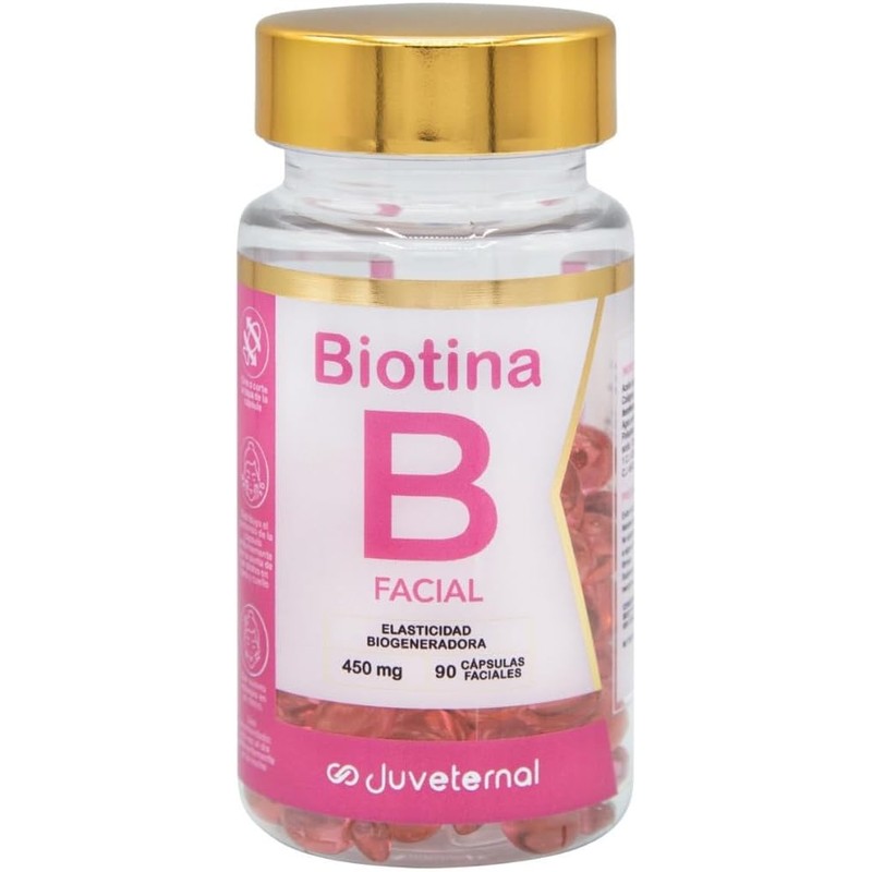 Cápsulas Faciales de Biotina 90 cápsulas Twist-Off Nutre, Hidrata y
